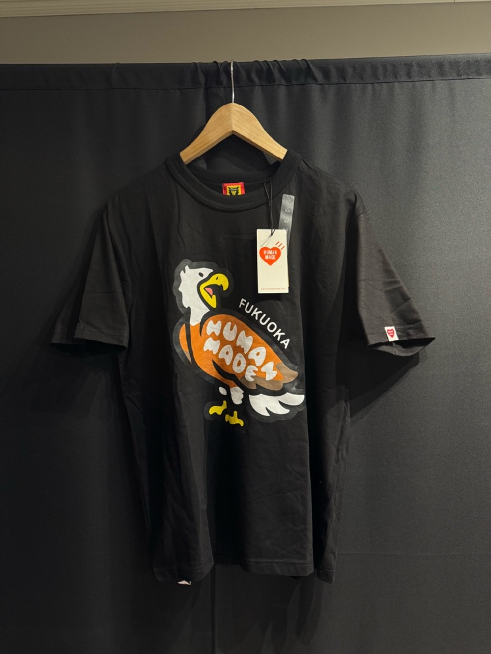 Human Made Black Tee with Orange, White & Yellow Eagle Graphic